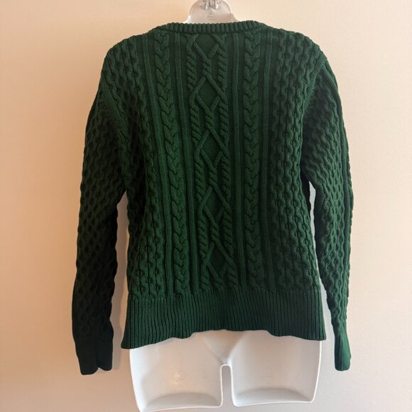 Vintage Crystal-Kobe Green Cable Knit Sweater | Heavy Cotton Knit | Size L - Picture 4 of 8
